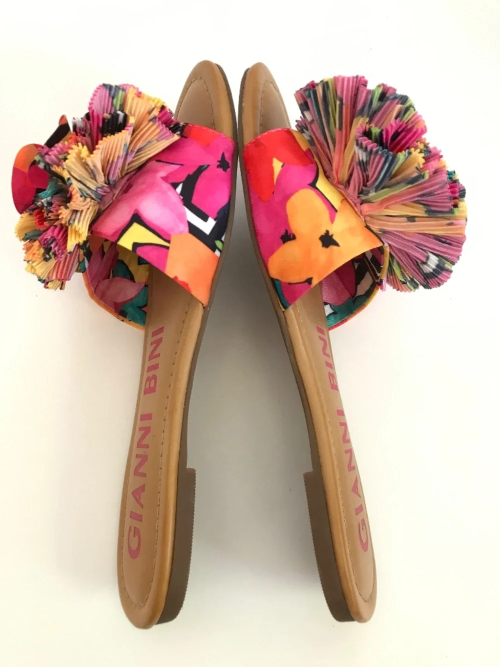GIANNI BINI Zaven Floral Ruffle Slide Sandals Size 7 Colorful - Picture 8 of 12
